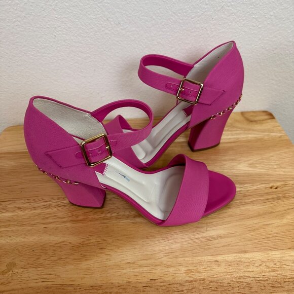 Franco Sarto Size 10 Dresss Ankle Strap Heel Gold Chain New Sandals - Picture 4 of 13